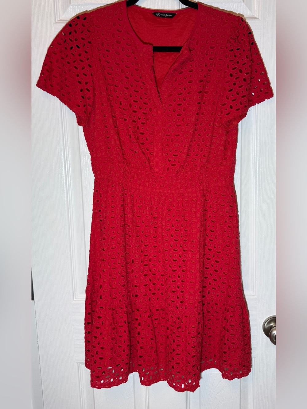 Red Eyelet Fit & Flare Dress